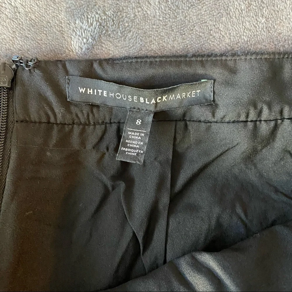 White House Black Market Black Large Button Tweed and faux leather Skirt size 8 - Picture 12 of 12